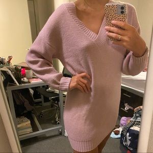 Light pink slouchy sweater dress